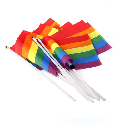 Aangepaste Schok Handbediend Pride Flag 14cmx21cm 100d-Polyester