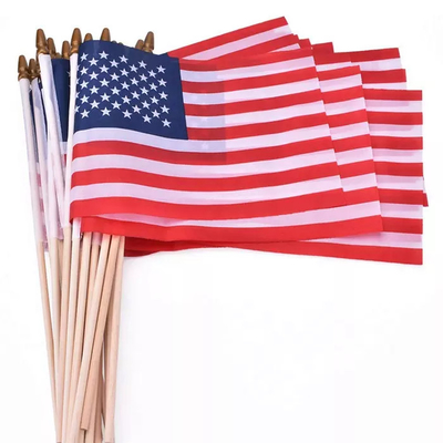 Gepersonaliseerde Handbediende Amerikaanse Vlaggen Gebreide Polyester met Witte Pool
