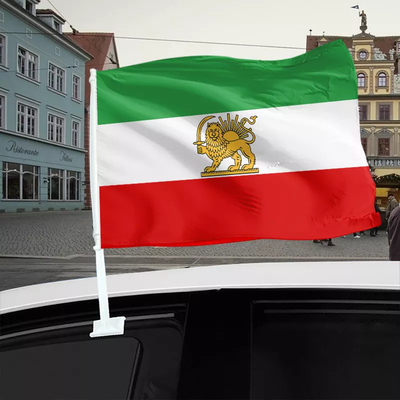 Van de Vlagpantone van het douane Iraanse Autoraam de kleurenpolyester Iran Lion Flag